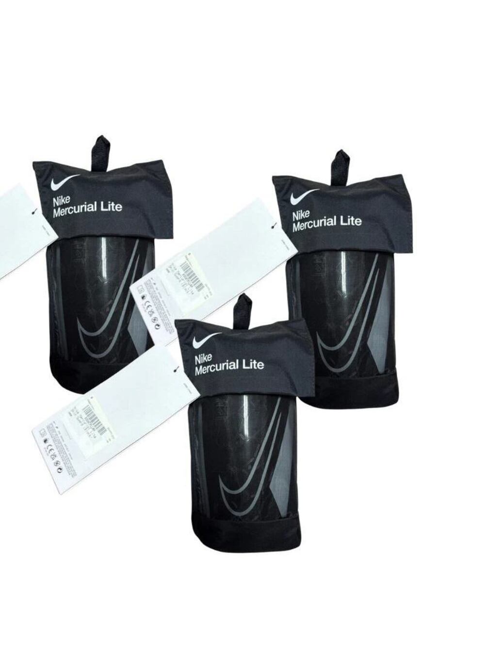 Nike Mercurial Lite Soccer Shin Guards Small Black White 3 Pack